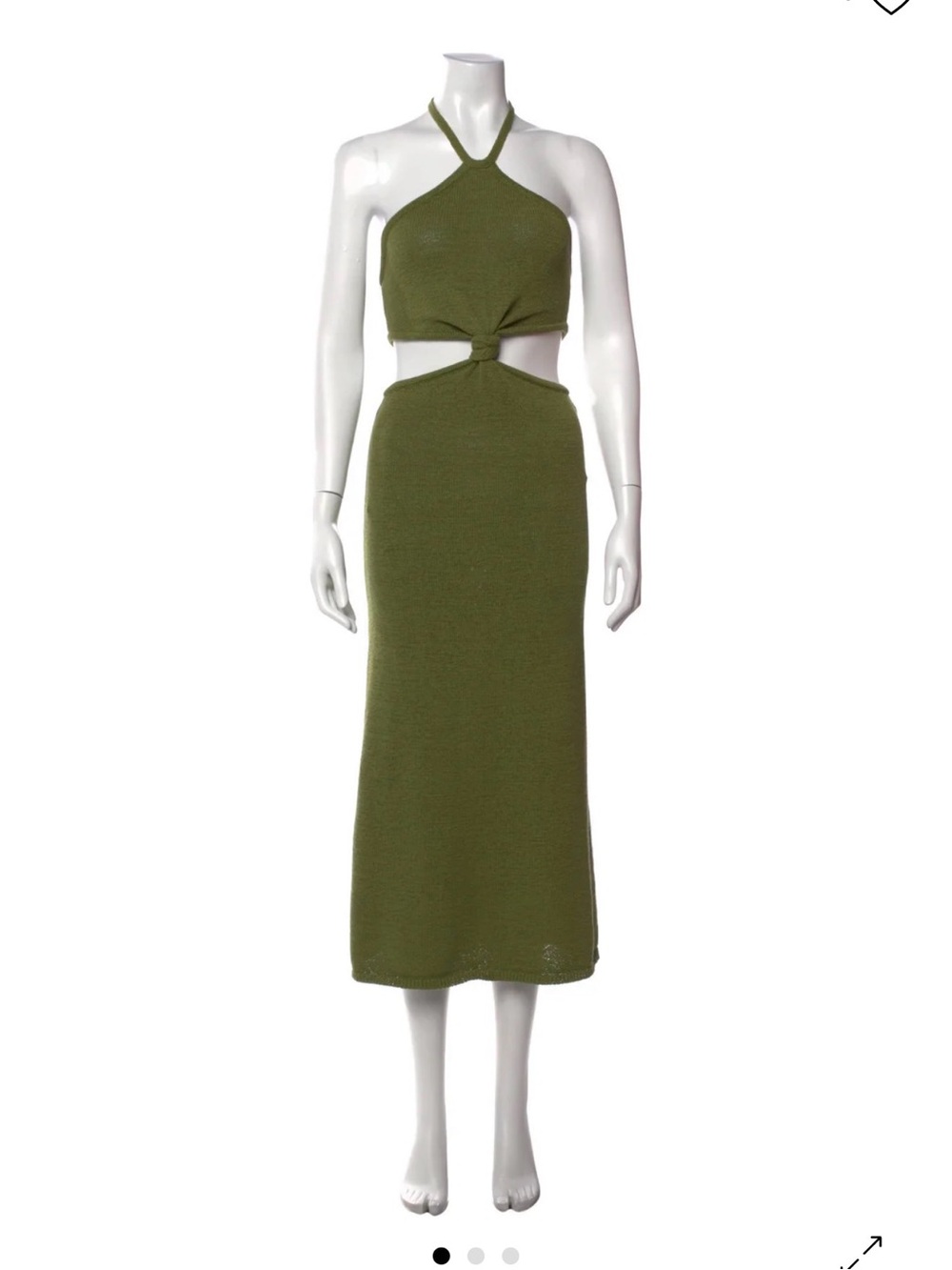 Cult Gaia Olive Halter Knot Cutout Maxi Dress